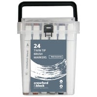 Crawford & Black Twin Tip Brush Markers: Pack of 24