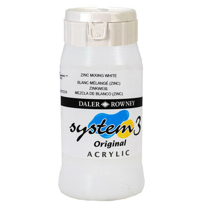 System 3 Acrylic Paint: Zinc Mixing White 500ml image number 1