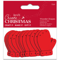 Christmas Mittens Wooden Shapes: Pack of 12