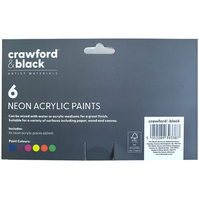 Crawford & Black Neon Acrylic Paints: Pack of 6 image number 3