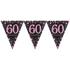 60th Birthday Black & Pink Foil Flag Bunting image number 2