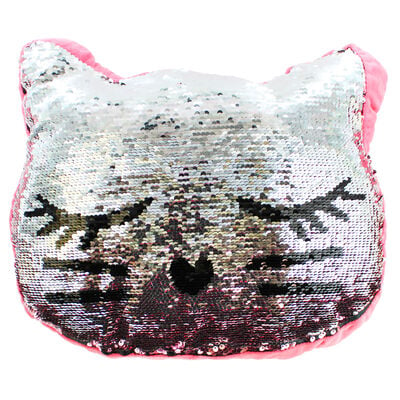 Reversible Sequin Kitten Cushion image number 4