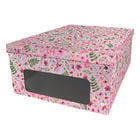 Pink Flower Print Under Bed Collapsible Storage Box image number 1