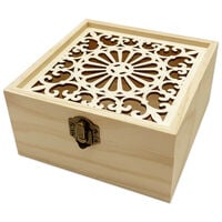Wooden Square Box with Detailed Lid