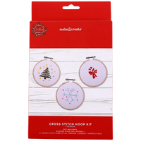 Christmas Mini Embroidery Cross Stitch Hoop Kit: Set of 3