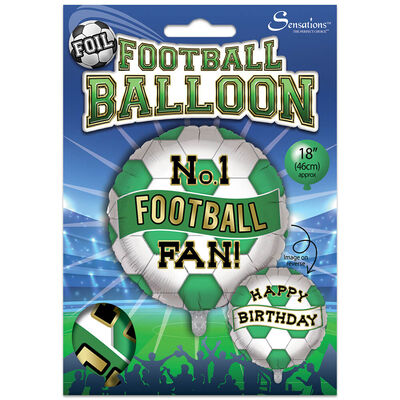 18 Inch Green and White Football Helium Balloon image number 2
