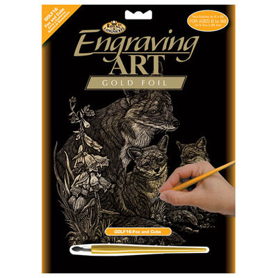A4 Engraving Art Set: Fox and Cubs image number 1