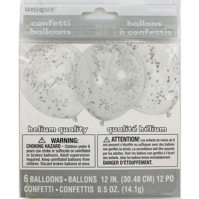 Silver Confetti Balloons - 6 Pack image number 2