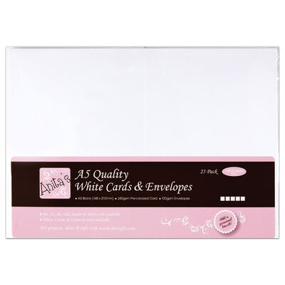 Anita's A5 Quality White Cards and Envelopes: Pack of 25 image number 1