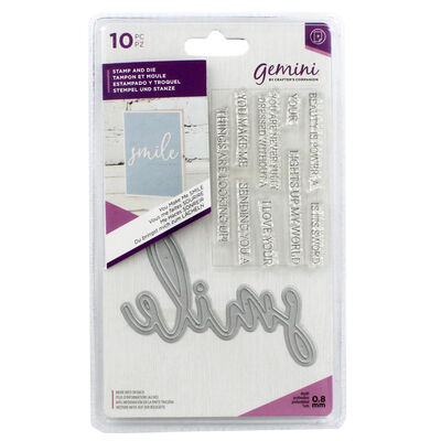 Gemini Stamp and Metal Die Set - You Make Me Smilr image number 1