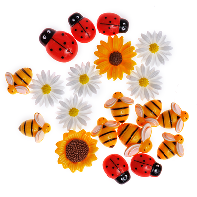 Bee, Ladybird and Flower Embellishments: Pack of 20 image number 1
