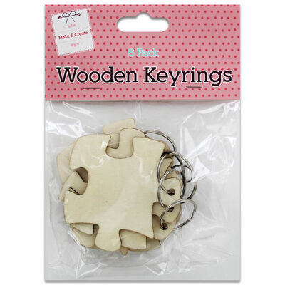 Wooden Craft Jigsaw Keyrings: Pack of 6 image number 1