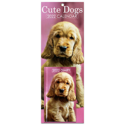 Cute Dogs 2022 Slim Calendar and Diary Set image number 1