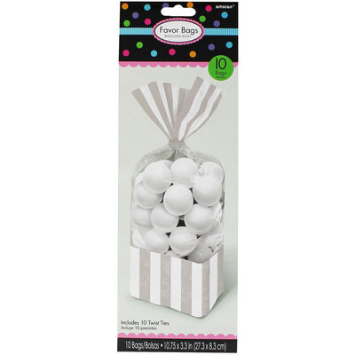 10 Silver Striped Cellophane Favour Bags image number 2