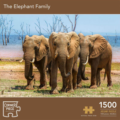 The Elephant Family 1500 Piece Jigsaw Puzzle image number 1