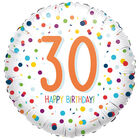 18 Inch Confetti Number 30 Happy Birthday Helium Balloon image number 1