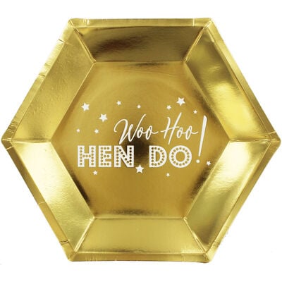 Gold Hen Do Hexagonal Paper Plates - 8 Pack image number 1