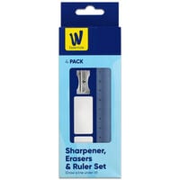 Works Essentials Sharpener, Erasers & Ruler Set