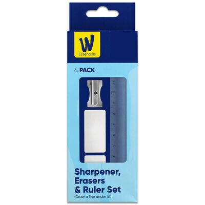 Works Essentials Sharpener, Erasers & Ruler Set image number 1