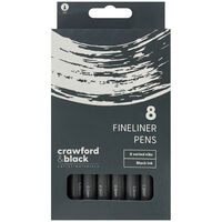 Crawford & Black Fineliner Pens: Pack of 8