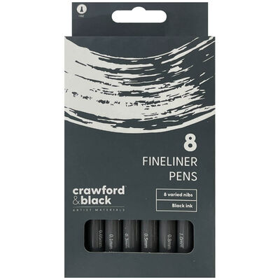 Crawford & Black Fineliner Pens: Pack of 8 image number 1