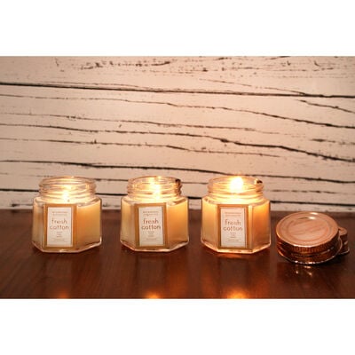 Set of 3 Fresh Cotton Scented Rose Gold Hexagon Candles image number 3