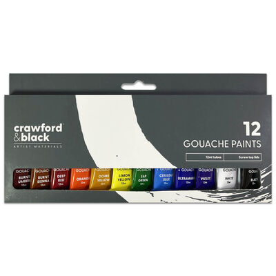 Crawford & Black Gouache Paints: Pack of 12 image number 1