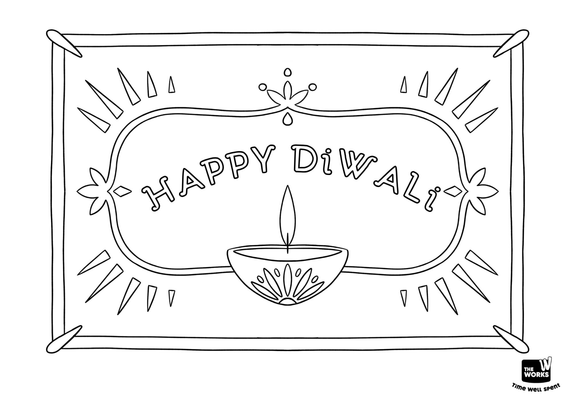Happy Diwali sign to colour in.