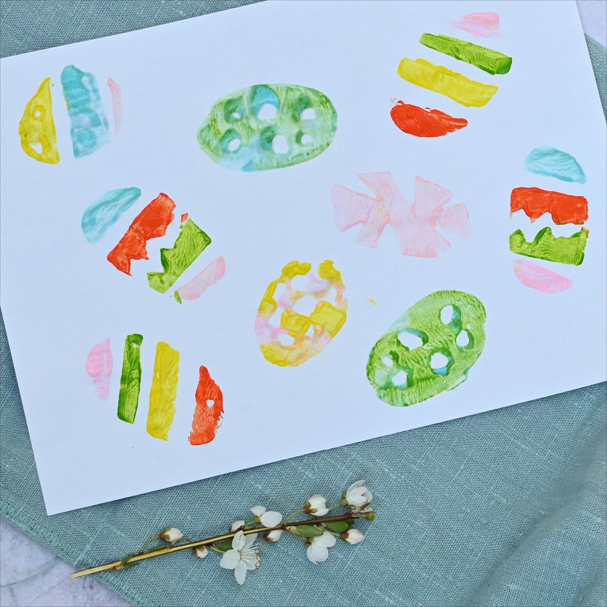 Potato Printed Easter Eggs