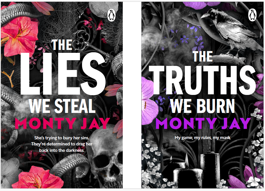 The Lies We Steal and The Truths We Burn by Monty Jay. Book covers of The Lies We Steal and The Truths We Burn by Monty Jay.