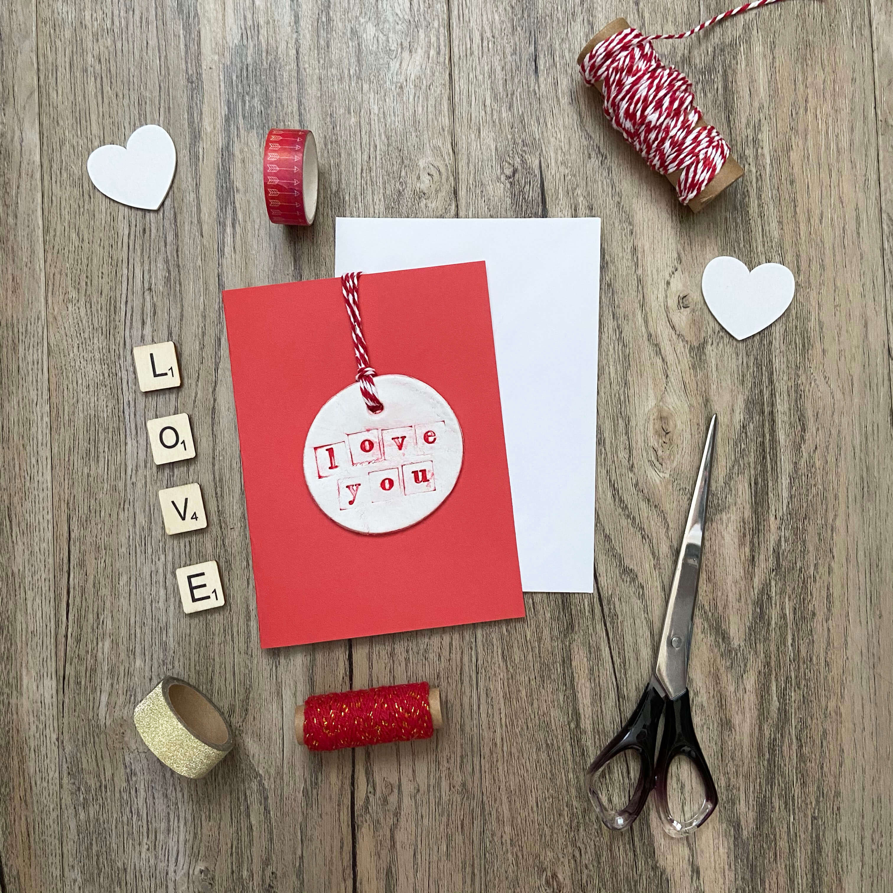 valentines clay tag card