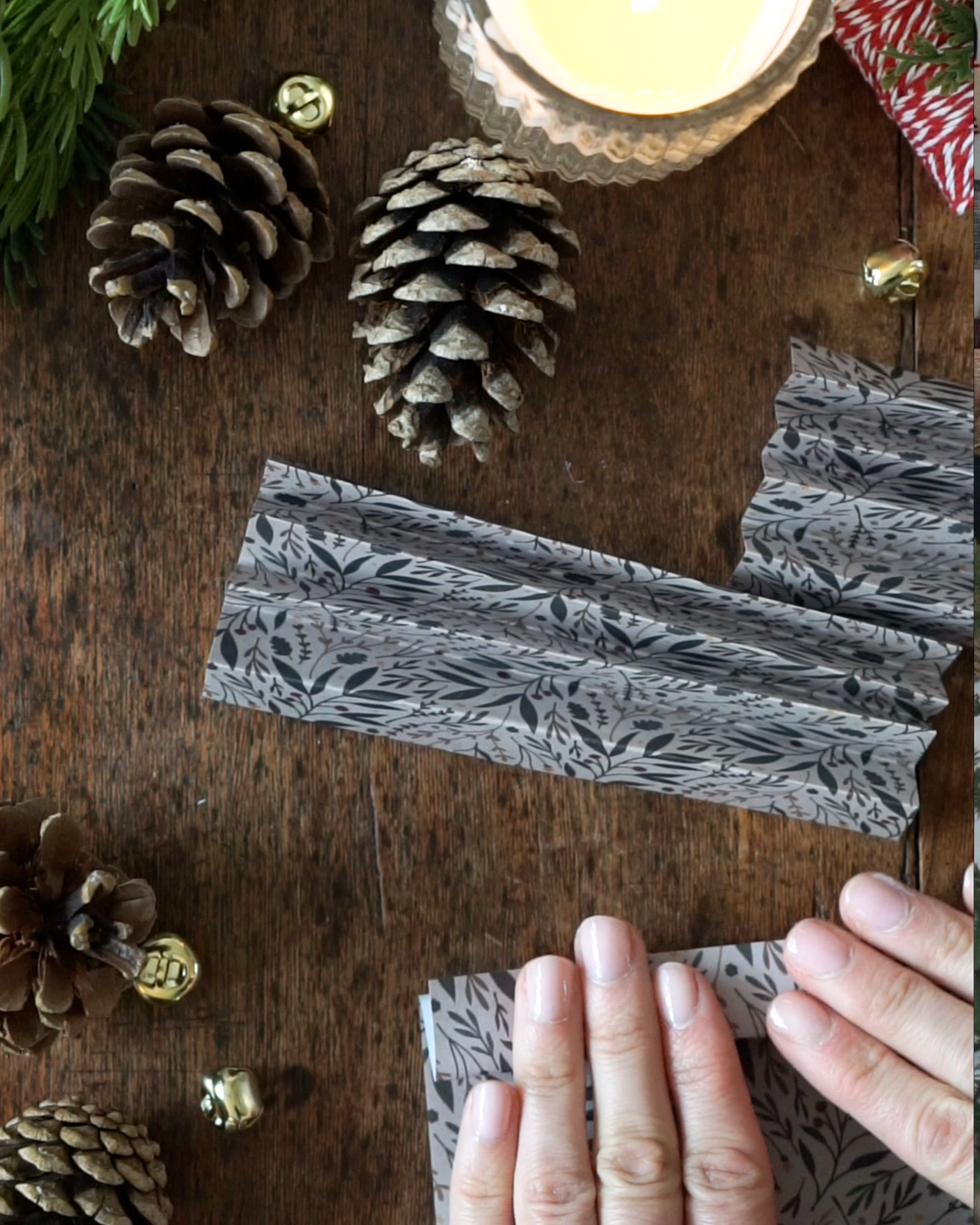 DIY Paper Fan Rosette Step 1 Zig-zag fold the paper.