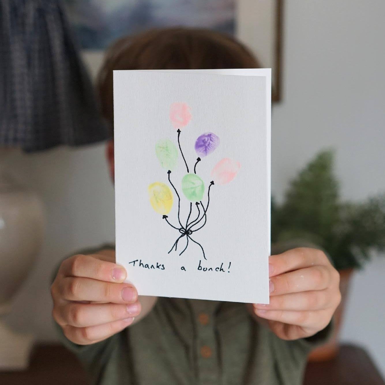 Fingerprint Balloon Card for Teachers.