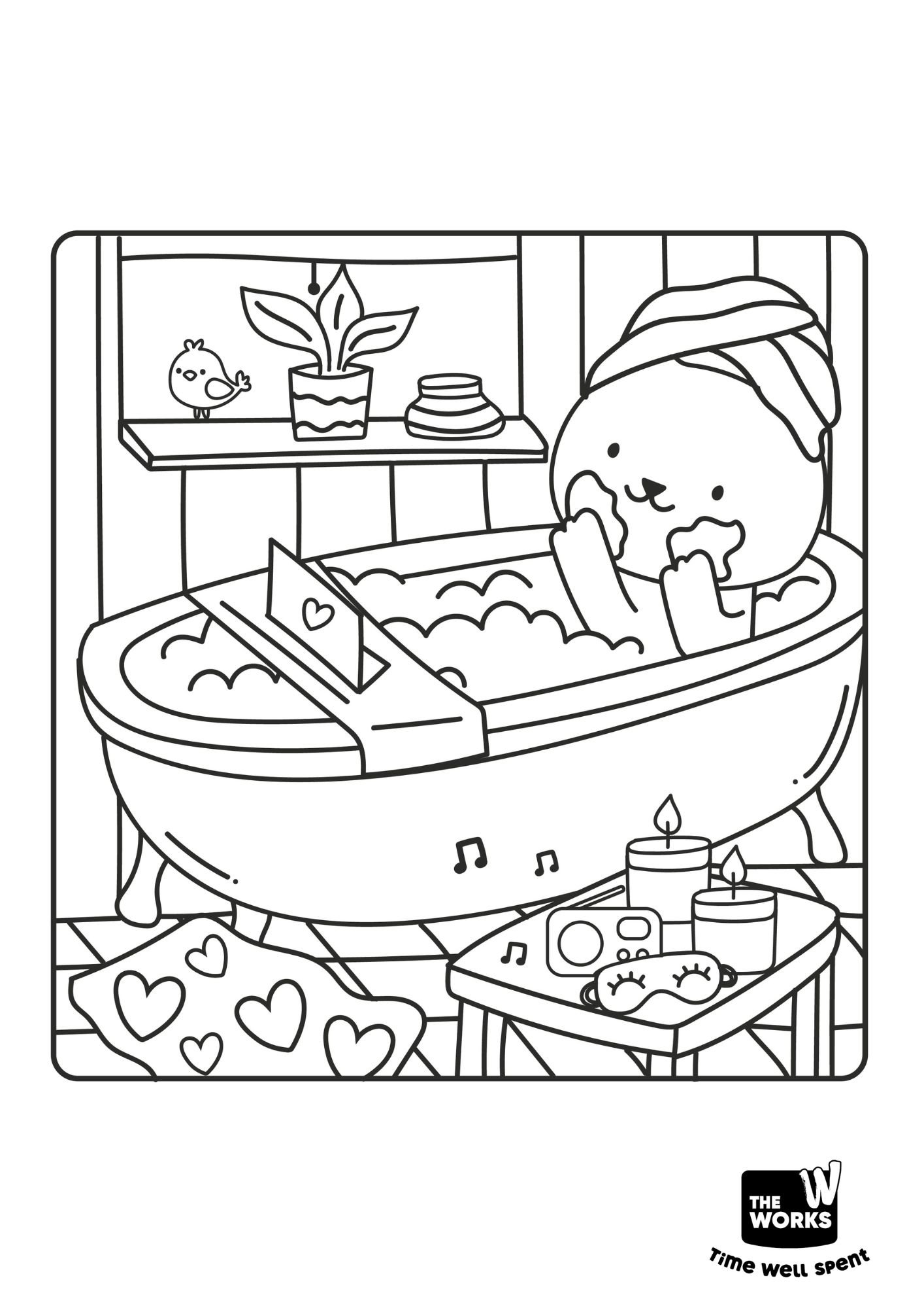 A bear having a pamper in the bath.