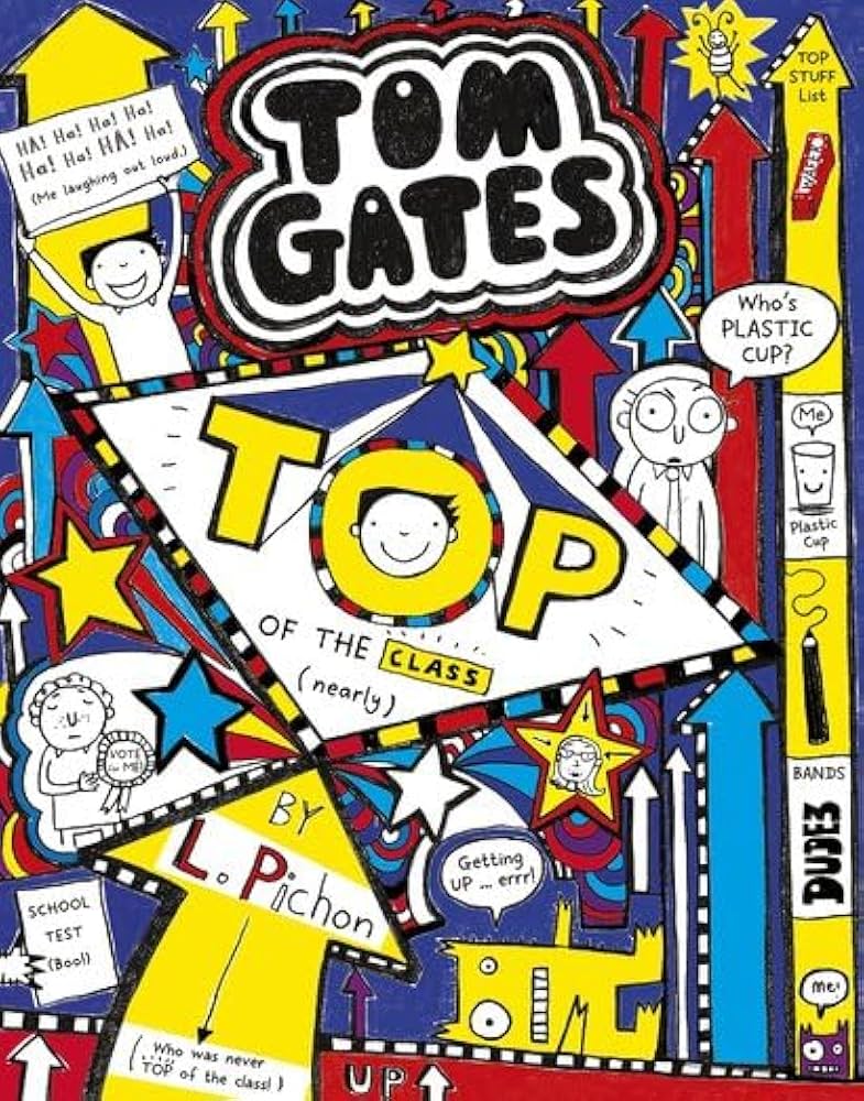 Book 9: Top of the Class (Nearly) (2016) Doodled book cover of book 9 in the Tom Gates series.
