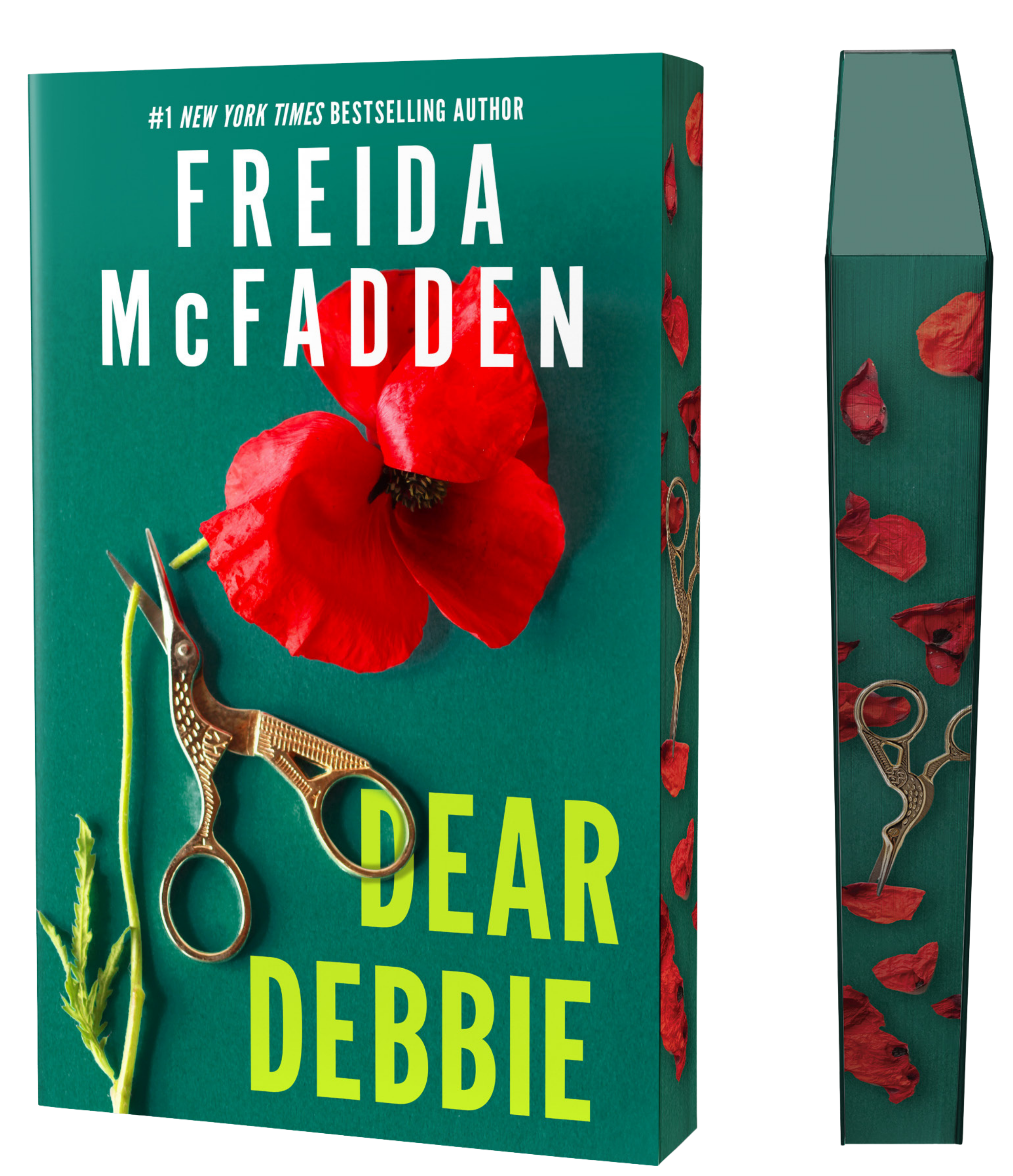 Dear Debbie by Freida McFadden. Book cover of Dear Debbie (The Works Exclusive Edition with sprayed edge) by Freida McFadden.