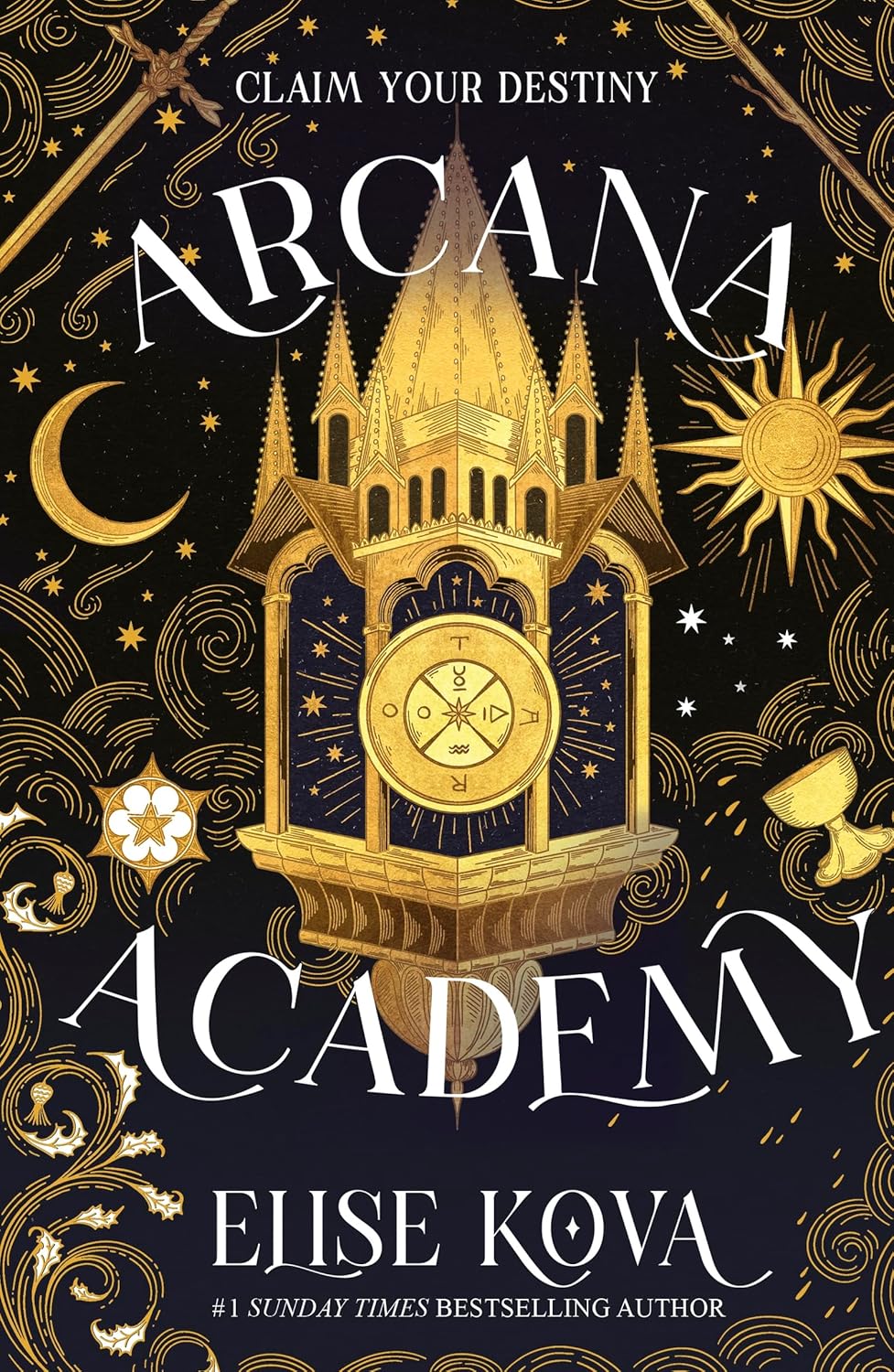 Arcana Academy by Elise Kova. Book cover of Arcana Academy by Elise Kova.
