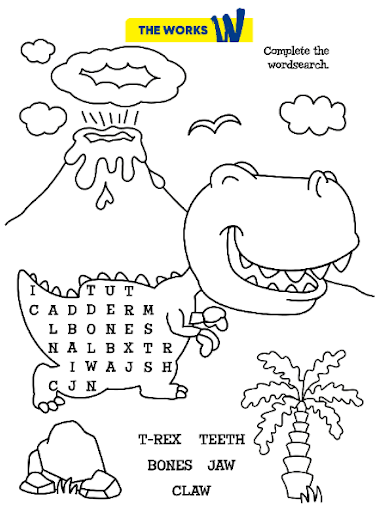 Dino Wordsearch & Colouring Sheets