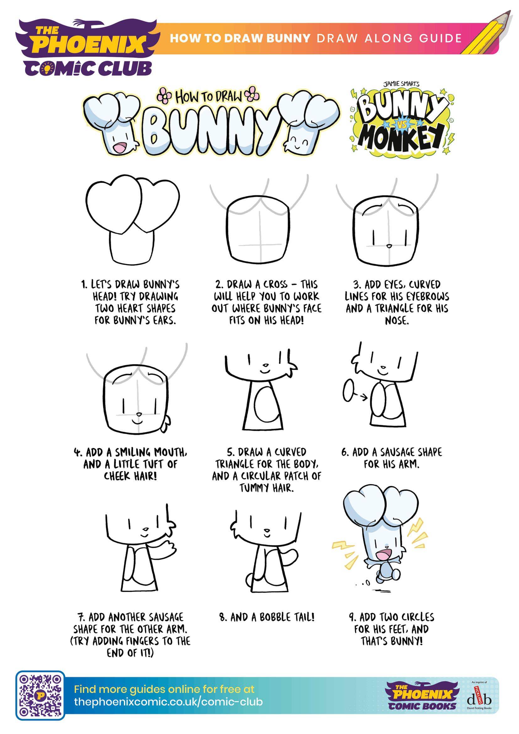 Step by step guide on how to draw Bunnyfrom Bunny Vs Monkey.