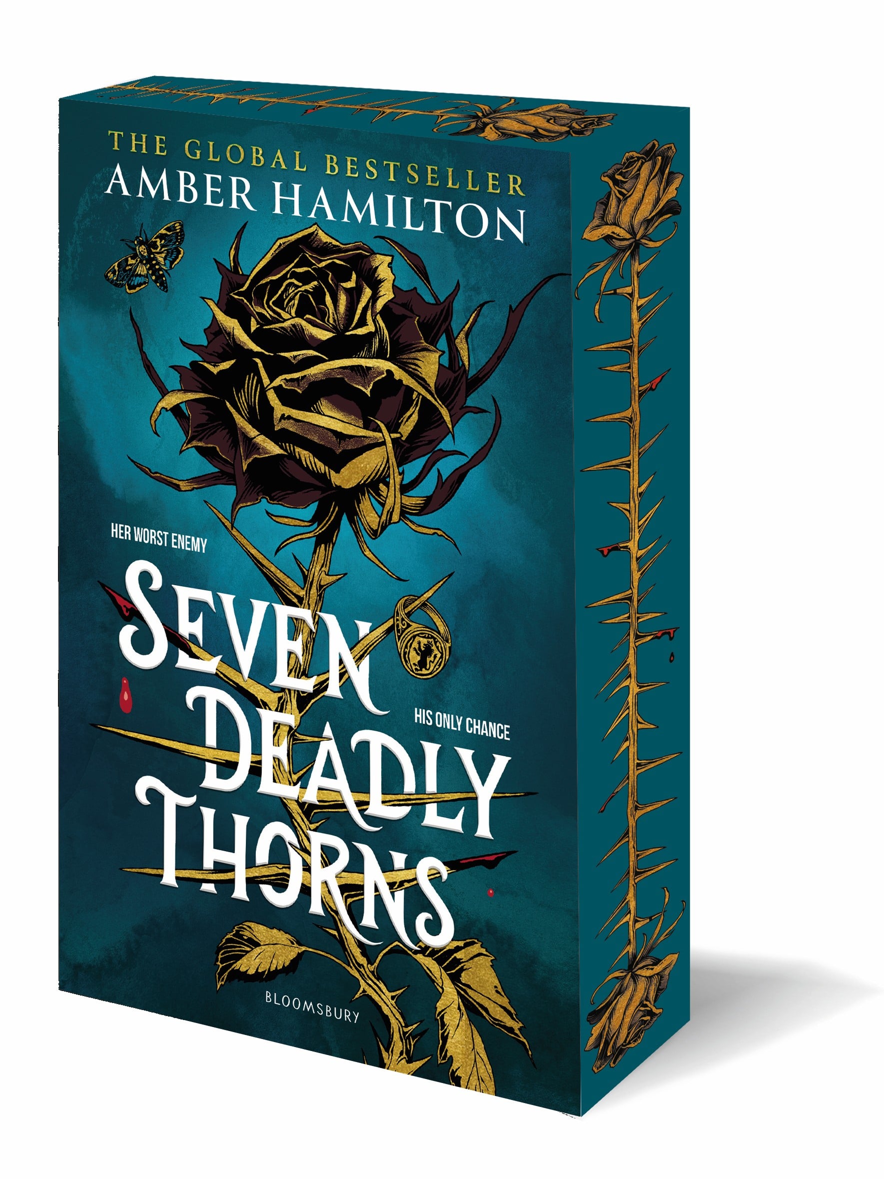 Seven Deadly Thorns by Amber Hamilton. Exclusive sprayed edge book cover of Seven Deadly Thorns by Amber Hamilton.