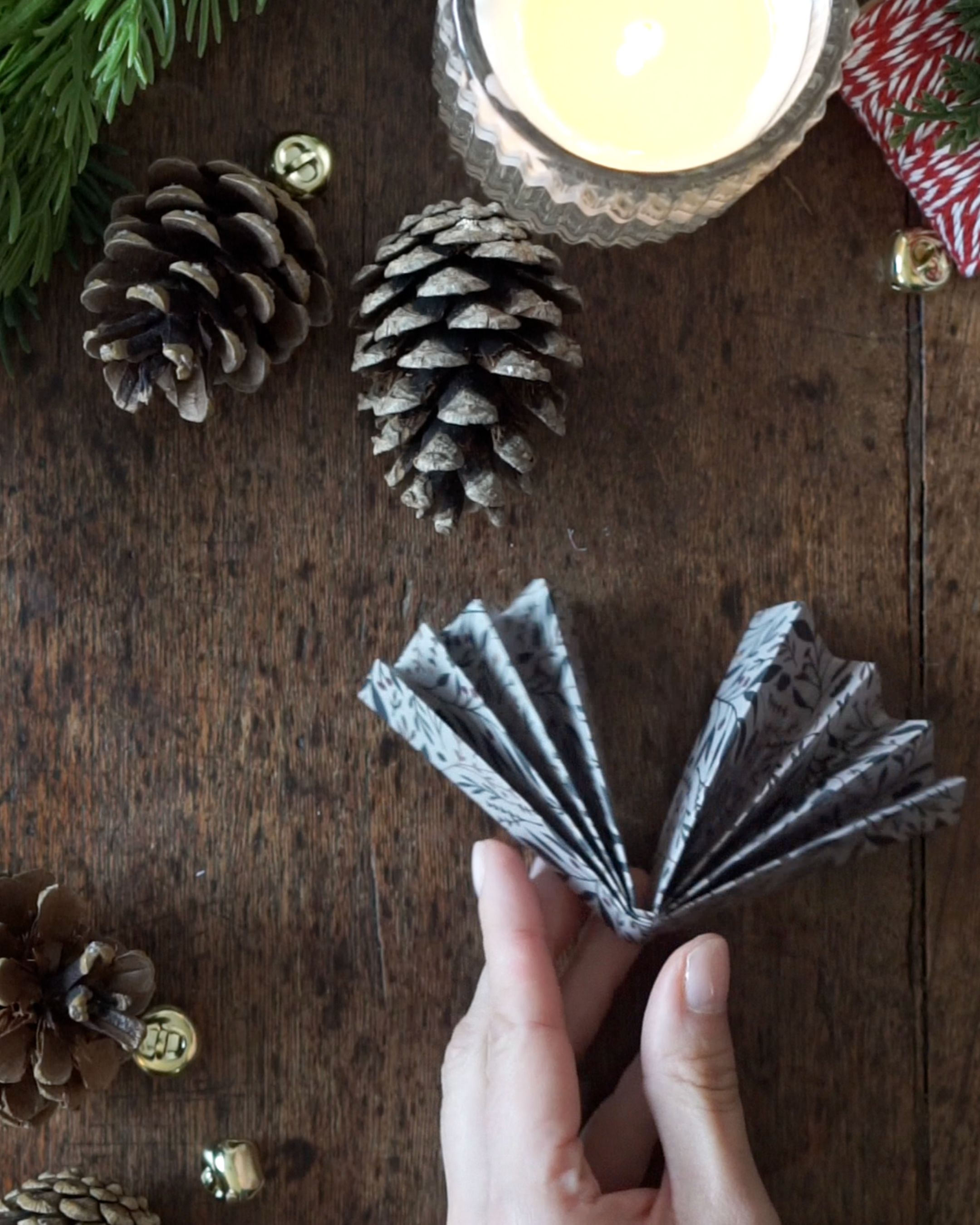 DIY Paper Fan Rosette Step 2 Fold it in half.