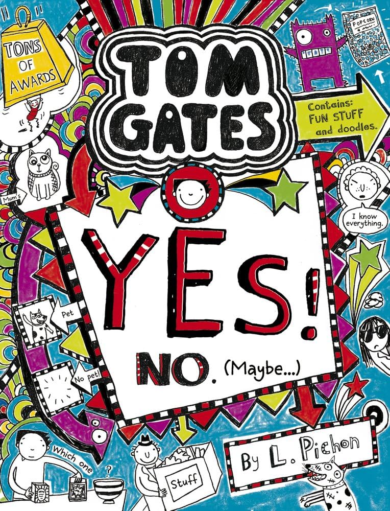 Book 8: Yes! No (Maybe) (2015) Doodled book cover of book 8 in the Tom Gates series.