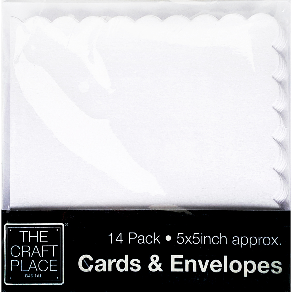 Image of 14 Scalloped Edge Greeting Cards - 5 X 5 Inches
