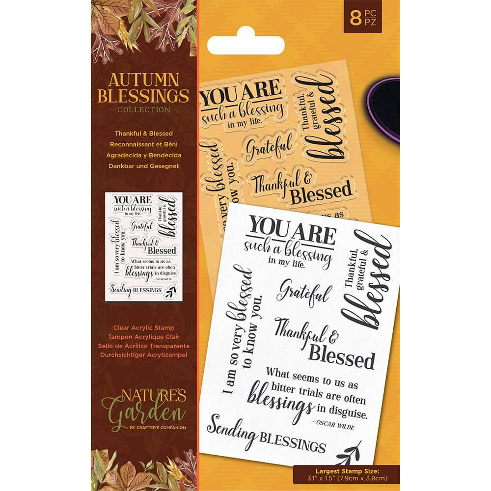 Image of Autumn Blessings Collection Photopolymer Stamp: Thankful & Blessed