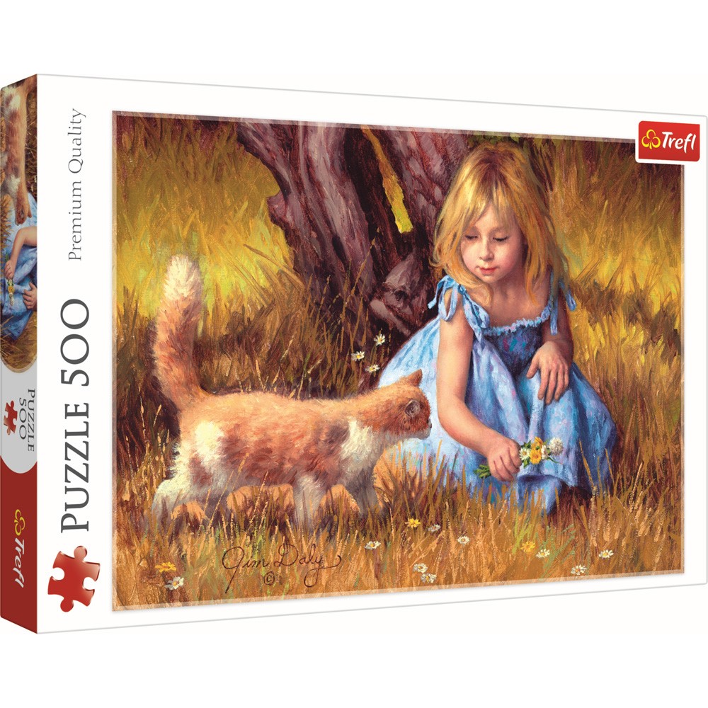 Image of Girl And Kitten 500 Piece Jigsaw Puzzle