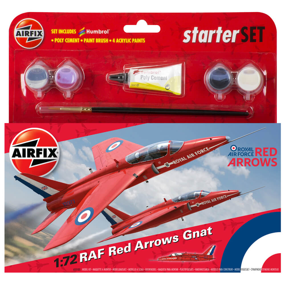 Airfix 1:72 Raf Red Arrows Gnat Starter Set