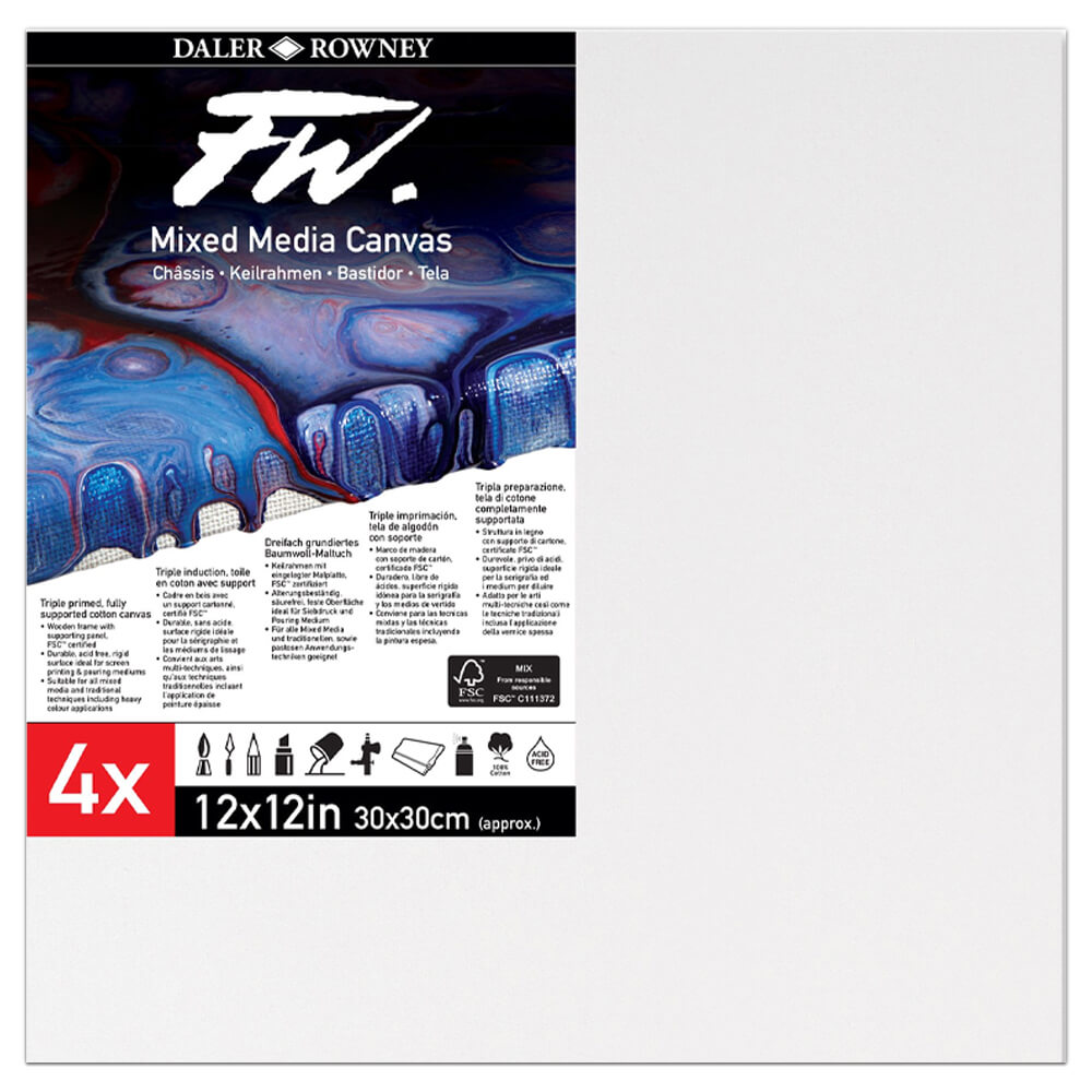 Image of Mixed Media Canvases 12” X 12”: Pack Of 4