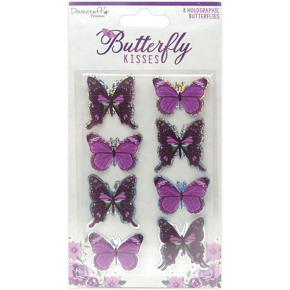 Image of Dovecraft Premium Butterfly Kisses Butterfly Toppers - Pack Of 8