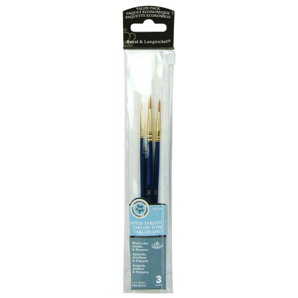 Image of Royal & Langnickel Round Gold Taklon Brushes: Pack Of 3