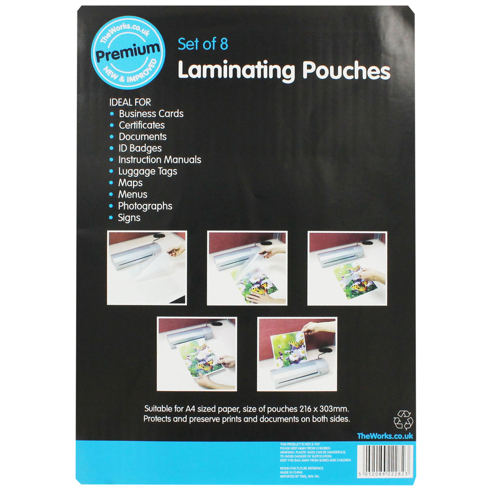 Image of A4 Laminating Pouches: Set Of 8